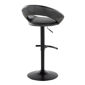 English Elm Posh Adjustable Contemporary Barstools Set of 2 — Black Faux Leather Swivel, Height-Adjustable Metal Base B202S00995