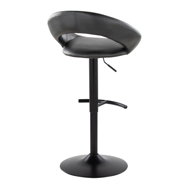 English Elm Posh Adjustable Contemporary Barstools Set of 2 — Black Faux Leather Swivel, Height-Adjustable Metal Base B202S00995