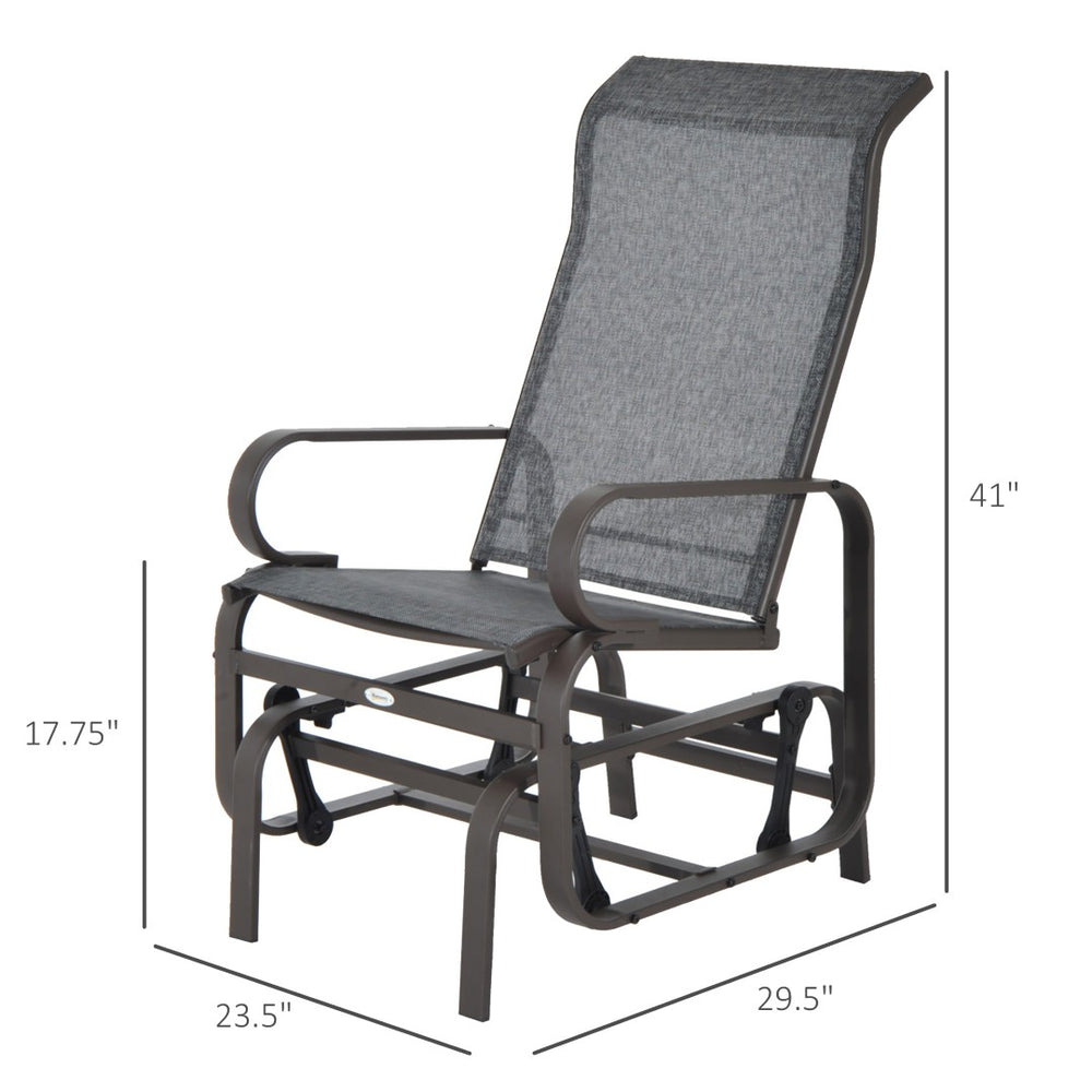 English Elm Gliding Outdoor Rocking Lounge Chair with Breathable Sling Mesh and Ergonomic Neck Support T3971P384083