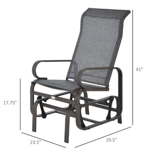 English Elm Gliding Outdoor Rocking Lounge Chair with Breathable Sling Mesh and Ergonomic Neck Support T3971P384083