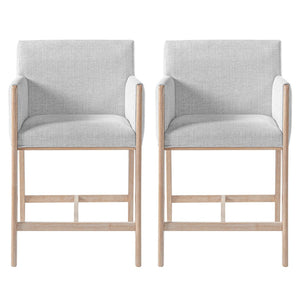 English Elm 24'' Upholstered Counter Stools with Arms Beige Set of 2 for Kitchen Island Natural N780P354193N