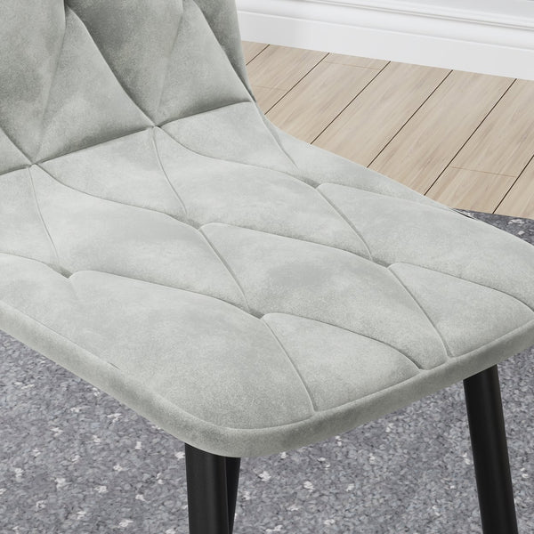 English Elm Dining PU Leather Chairs Set of 4 — Easy-Clean Upholstered Seats with Sturdy Iron Legs, Modern Comfort Gray W578P191315