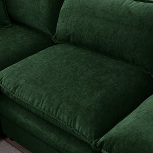 English Elm 105" L-shaped Chenille Sectional with Ottoman Pocket Spring Living Room Sofa Green W1097S00230