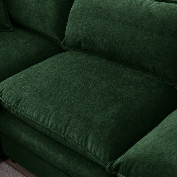 English Elm 105" L-shaped Chenille Sectional with Ottoman Pocket Spring Living Room Sofa Green W1097S00230