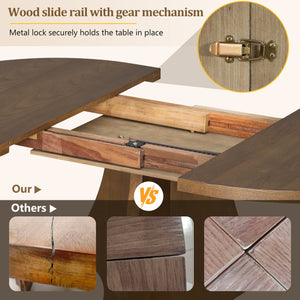 English Elm TREXM Extendable Farmhouse Dining Set with 4 Upholstered Chairs, Solid Rubberwood Frame, Durable Finish Brown ST000150AAP