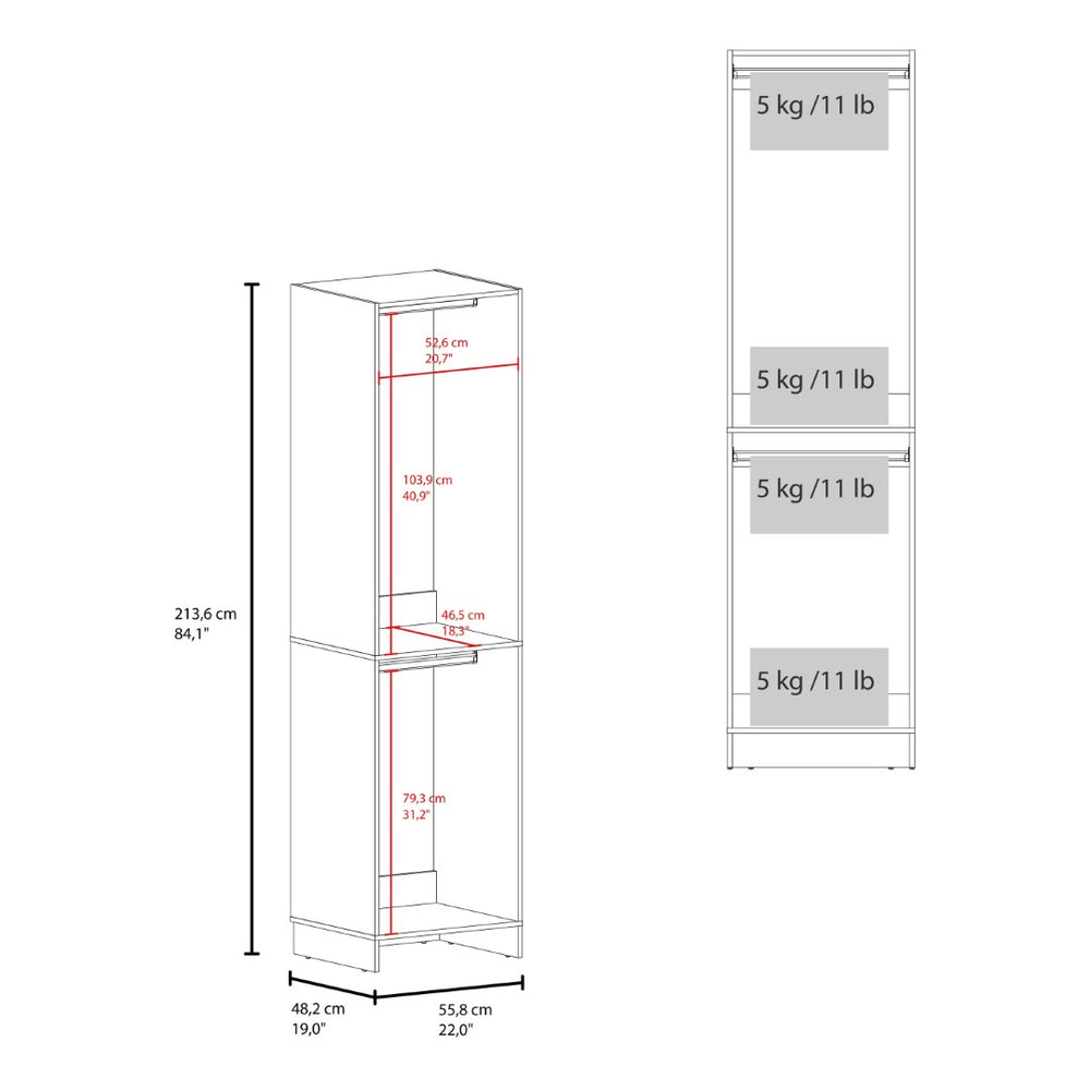 English Elm Dover Freestanding Wardrobe Closet with Dual Rods Melamine Finish Vertical Storage B097P474256
