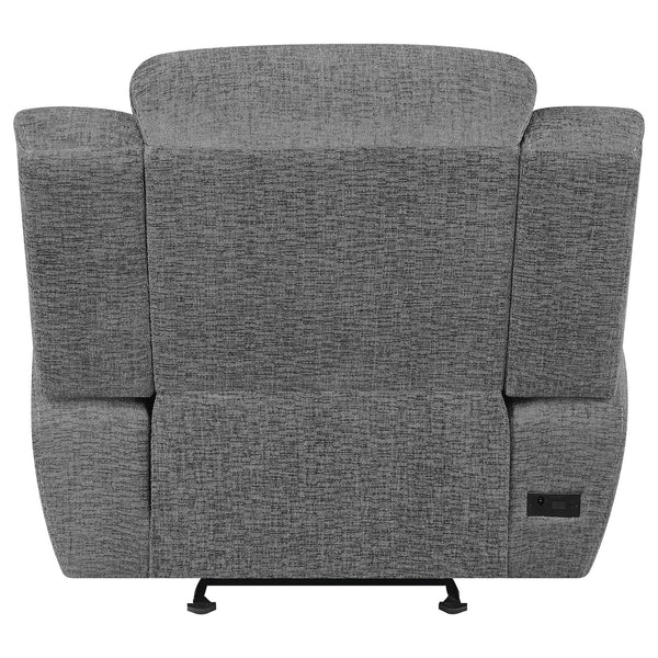 English Elm Pannen Charcoal Upholstered Power Glider Recliner with Pocket Coil Support, Space-Saving Design and Smooth Electric Recline B062P328626