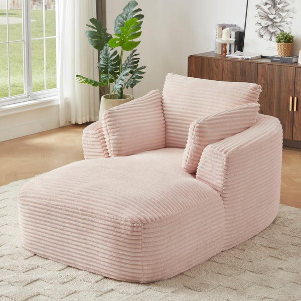 English Elm Oversized Corduroy Chaise Lounge Chair - Plush No-Assembly Sofa For Small Spaces, Modern Comfort W2339P323909-GIGA