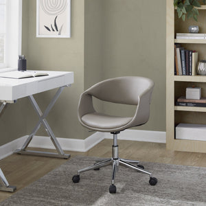English Elm Task Chair with Chrome Five Star Base Grey Fabric Seat for Modern Home Office Use Chrome,Light Grey B202P474183