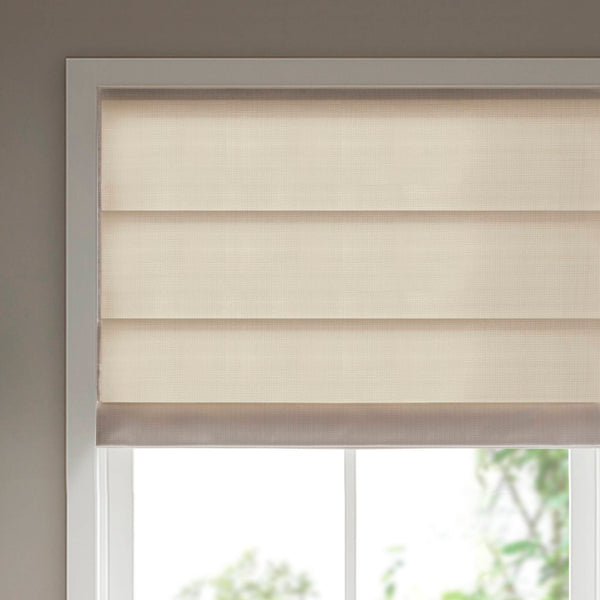 English Elm 1PC Cordless Roman Blind 27x64" Galen Matte Fabric Blackout Polyester Window Panel, Durable Coating Ivory 4.96 L x 9.25 W x 8.07 H B035P341196