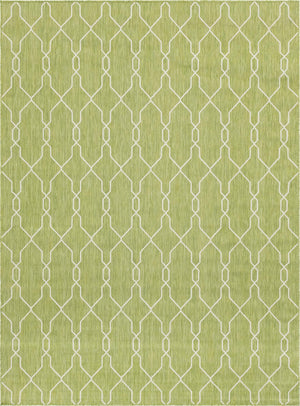 Unique Loom Outdoor Trellis Links Trellis Machine Made Trellis Rug Green, Ivory 8' 0" x 11' 4"