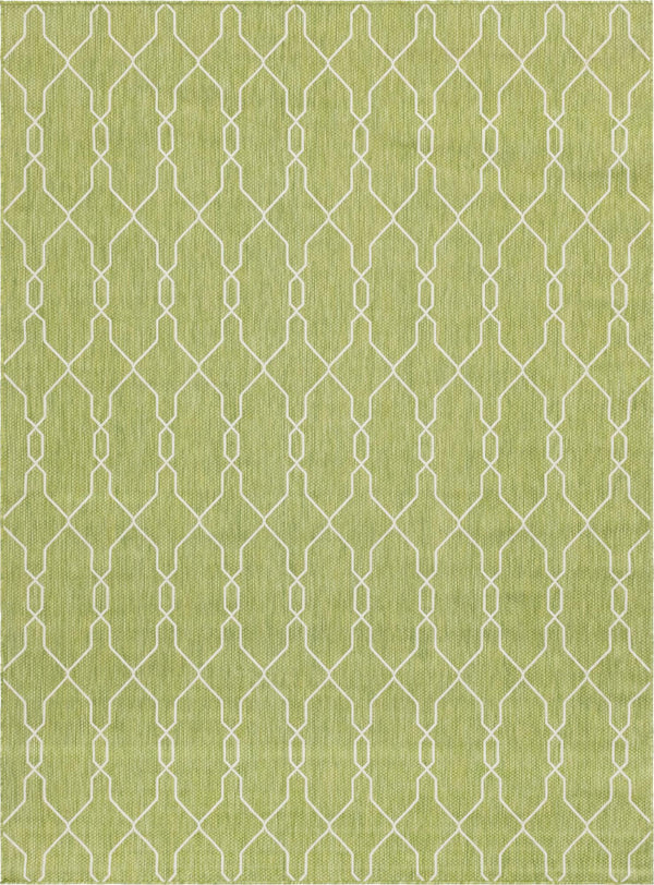 Unique Loom Outdoor Trellis Links Trellis Machine Made Trellis Rug Green, Ivory 8' 0" x 11' 4"