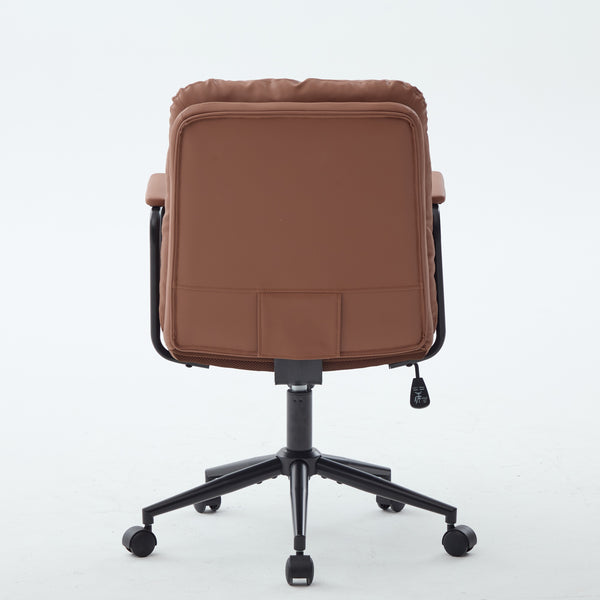 English Elm Office Mid Back Desk Chair with Double Sponge Cushion, Ergonomic Recline 40° and Wide Stable Base Brown W1143P373975