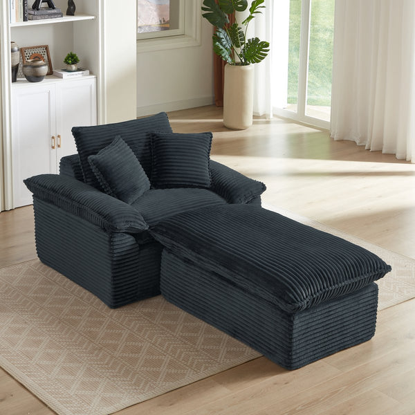 English Elm 51.97 modern cushioned compression single seat sofa with oversized footrest deep plush seating for comfort and support Dark Gray W3396P330953