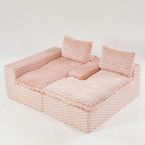 English Elm Pink Turtle Velvet Sofa: Convertible Chaise Lounge For Cozy Living, Seats 3 With Plush Comfort! W3371S00029-GIGA