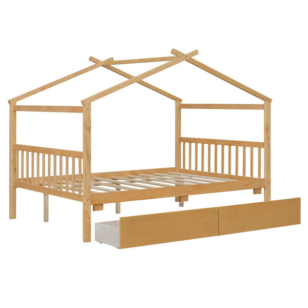 English Elm Twin House Bed Solid Pine Kids Cottage Frame with Storage Drawers Imaginative Room N708P309247M