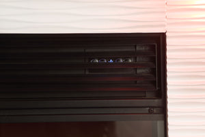 English Elm Contemporary TV Stand with Built-In Electric Fireplace, Heater, Glass Shelves & Modern Mixed-Material Finish White 60 L x 17 W x 44 H B2741P398853