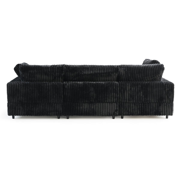 English Elm Cloud Plush Modular Couch L-Shaped 4-Seater with Ottoman, Washable Covers, Deep Seat Comfort B341S00006