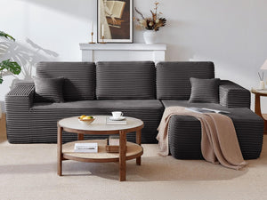 English Elm 104" Plush Corduroy L-shaped Sectional Sofa Deep Seating Modular Couch for Living Room W3975S00034