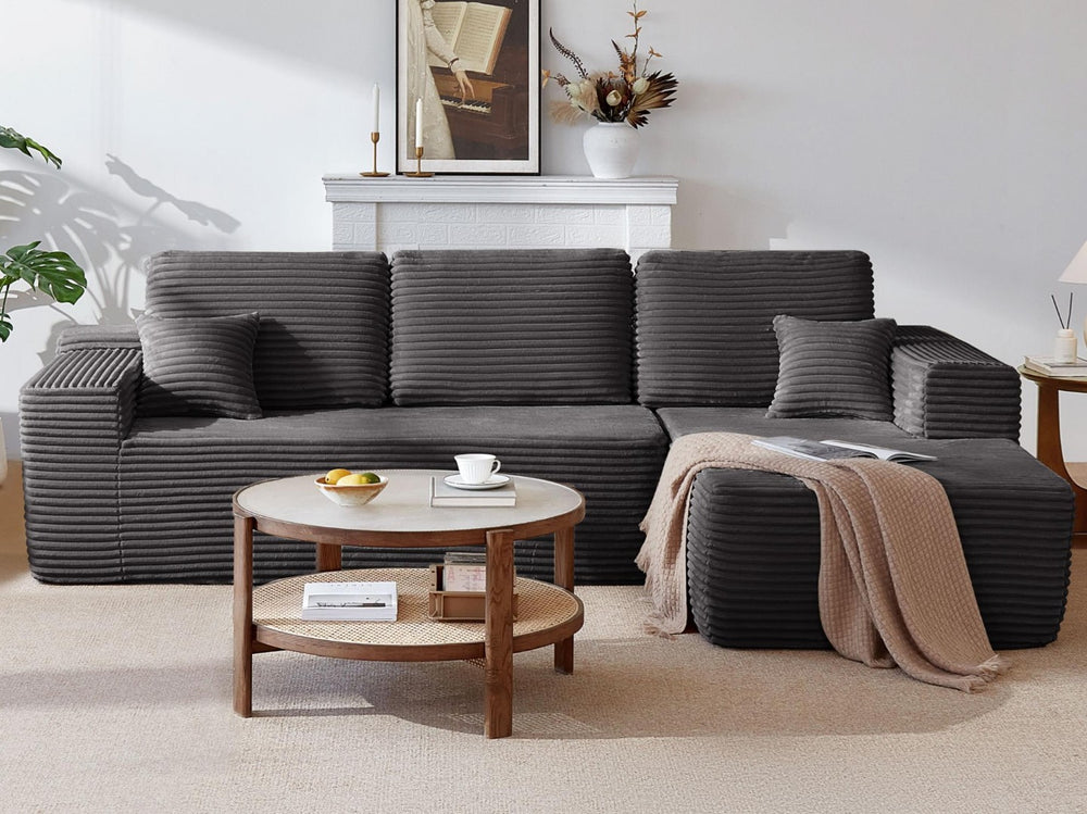 English Elm New104" Cloud Sectional Corduroy Sofa Deep Plush Seating Modular Living Room Couch W3975S00046