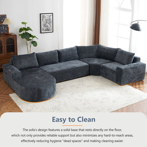 English Elm 139" Oversized Modular Sofa Cloud Sectional with Deep 22.8" Seat Pocket Springs Chenille Comfort for Living Room Grey N719S001730E