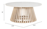 Mazara Coffee Table White & Natural 109861 Zuo Modern