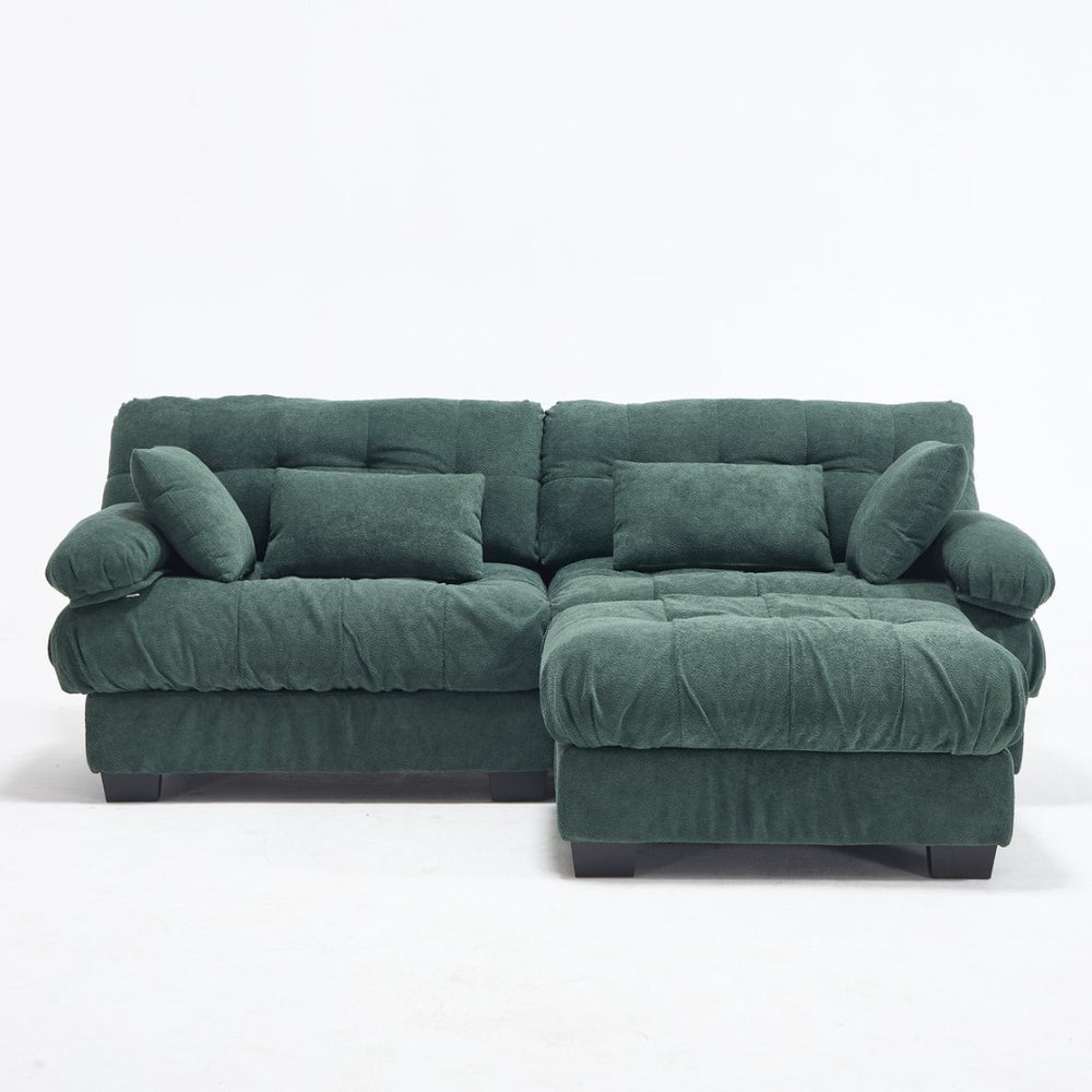 English Elm Modular Cloud Sectional with Ottoman Deep Seat Flannelette Sofa for Living Room Green W2120S00023