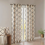 Madison Park Saratoga Modern/Contemporary Fretwork Print Grommet Top Window Curtain Panel MP40-2410 Khaki/Black