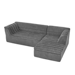 English Elm 106" Modular L-shaped Sectional Chenille Sofa Sculptural Low Profile Living Room Couch Dark Grey W1413S00124
