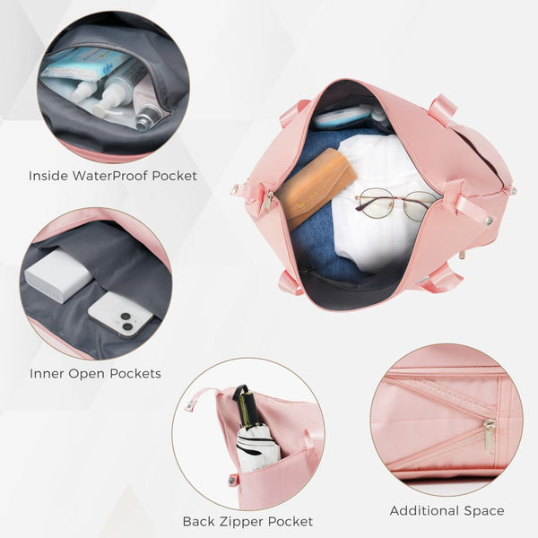 English Elm Luggage Set 4 Piece Abs Hard Shell Spinner Suitcases with Usb Port and Cup Holder Pink N726P185038P