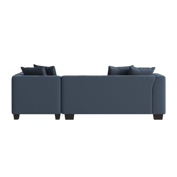 English Elm Marston Corduroy L-shape Sectional Sofa Deep Seating Six Seat Modern Living Room Navy Blue B127S00003