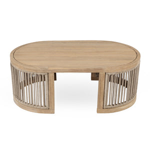 English Elm Christopher Knight Home® - Outdoor Acacia Wood Coffee Table with Rope Accents, Light Teak Slatted Top, Durable Outdoor Style N772P246425L