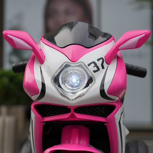 English Elm 6v Kids Ride on Motorcycle with Led Wheels Mp3 Player and Sport Bike Style for Toddlers Pink W1760110305