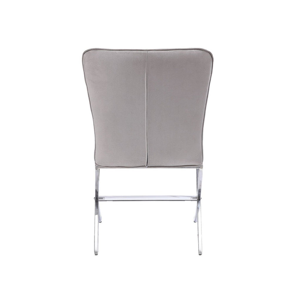 English Elm Set Of 2 Armless Side Chairs In Grey Velvet With Chrome Base - Stylish, Comfortable, Modern Design B016P314615-GIGA