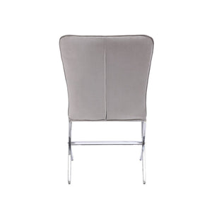 English Elm Set Of 2 Armless Side Chairs In Grey Velvet With Chrome Base - Stylish, Comfortable, Modern Design B016P314615-GIGA