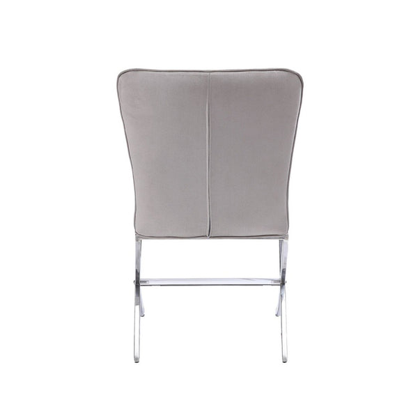 English Elm Set Of 2 Armless Side Chairs In Grey Velvet With Chrome Base - Stylish, Comfortable, Modern Design B016P314615-GIGA