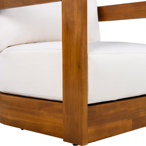 English Elm Christopher Knight Home® - [Set of 2] Premium Acacia Wood Outdoor Club Chair with Curved Tub, Slatted Design, Water-Resistant Beige Cushions N767P314269B_2