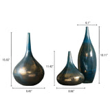 Madison Park Signature Lucia Transitional Blue and Bronze Decorative Glass Vases 3-piece set MPS162-248 Blue Metal