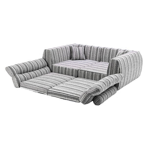English Elm Chenille Stripe Velvet Sofa Three Seat Minimalist Upholstered Couch for Living Room Black White W5532S00011