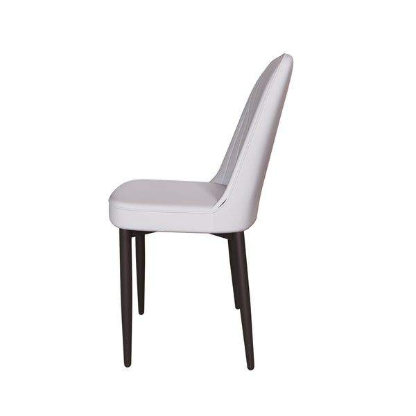 English Elm A Set Of 2 Modern Grey Dining Chairs With Pu Leather, Thick Cushions & Sturdy Black Metal Legs W2189140246