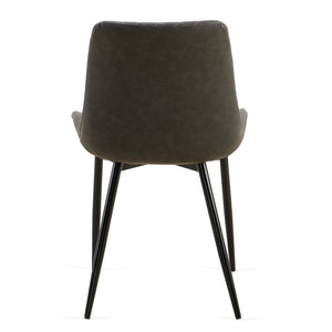 English Elm Dark Grey Leathaire Dining Chairs Set Of 2 - Stylish Mid-Century Modern Armless Metal Leg Chairs W1164P225826