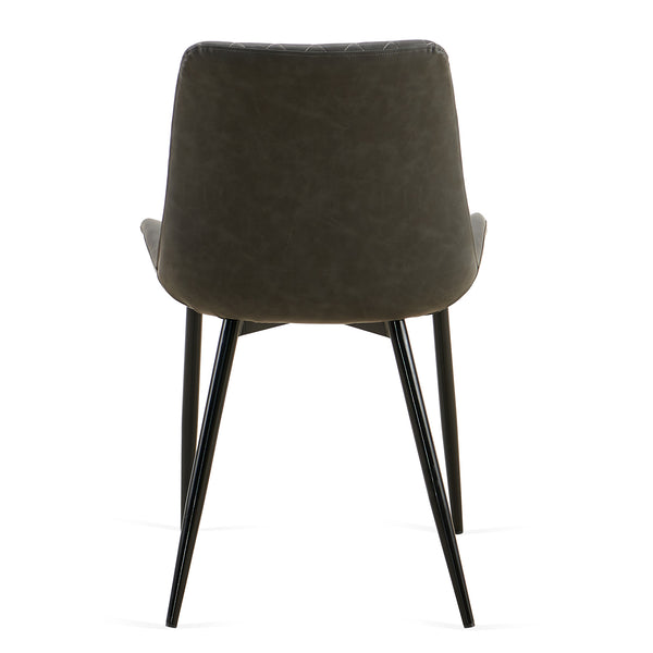 English Elm Dark Grey Leathaire Dining Chairs Set Of 2 - Stylish Mid-Century Modern Armless Metal Leg Chairs W1164P225826