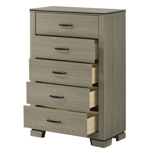 English Elm Modern Weathered Finish Six-Drawer Dresser 58"W x16"D x33"H Poplar Construction Smooth Glides Gray 34 L x 18 W x 48 H B2741P405642