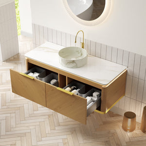 English Elm Dipa 48" Floating Bathroom Vanity With Luxury Vessel Sink, Soft-Close Drawers & Sensor Lighting W2615S00488