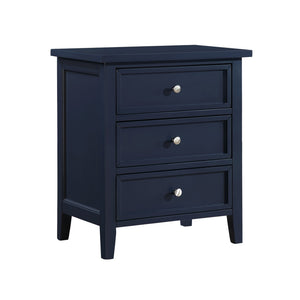English Elm Luca 3-Drawer Nightstand with Dovetail Drawers and Metal Glides, Tapered Legs, No Assembly Required Dark Blue B050P376949