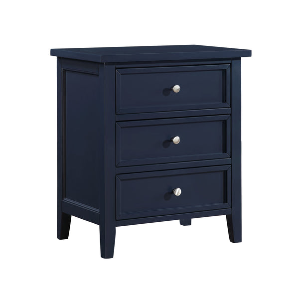 English Elm Luca 3-Drawer Nightstand with Dovetail Drawers and Metal Glides, Tapered Legs, No Assembly Required Dark Blue B050P376949