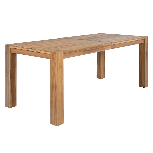 English Elm Trexm Acacia Wood Outdoor Dining Set Seats Six with Umbrella Hole Rustic Patio Beige,Light Teak TM000019AAD