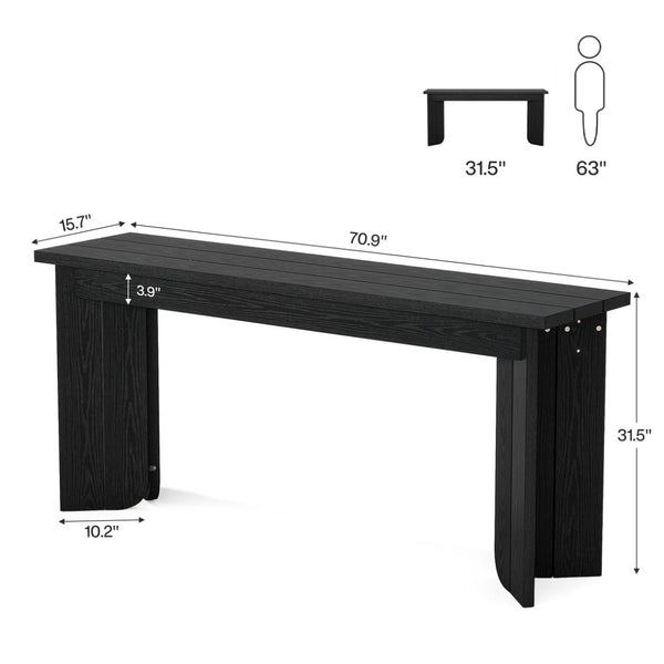 English Elm 2-tier Industrial Console Table Rustic Wood and Black Metal Frame Entryway Sofa T3971P463832