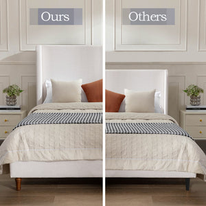 English Elm Hayden Upholstered Wingback King Bed With 54" Headboard - Textured Ivory Canvas, Easy Assembly, Elegant Design B083P245049