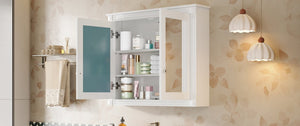 English Elm 36'' Wall Mounted Medicine Cabinet with Dual Mirrors Soft Close Doors Bathroom Storage White N710P371186K